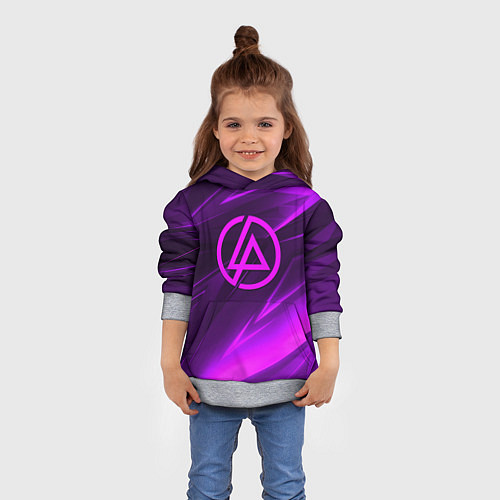 Детская толстовка Linkin park neon stripes logo / 3D-Меланж – фото 4