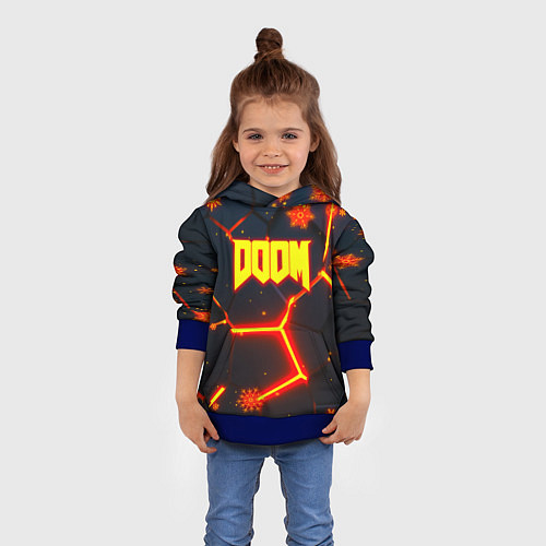 Детская толстовка Doom плиты лого в огне / 3D-Синий – фото 4