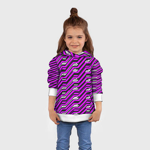 Детская толстовка Киберпанк узор фиолетовый и чёрный / 3D-Белый – фото 4
