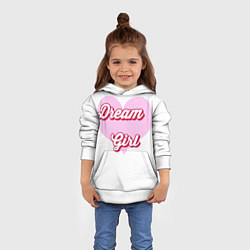 Толстовка-худи детская Девушка-мечта и розовое сердце, цвет: 3D-белый — фото 2