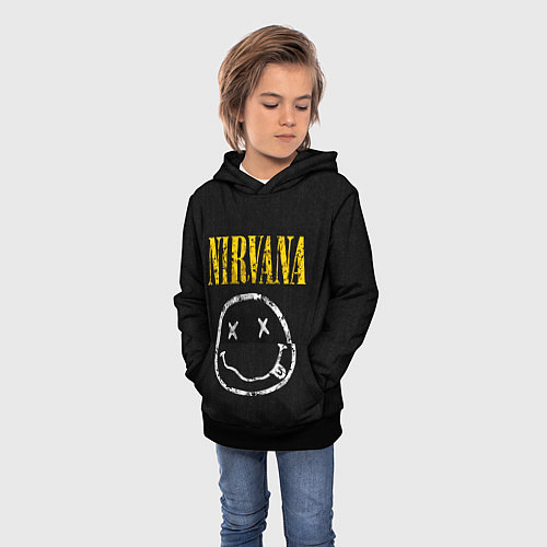 Детская толстовка Джинсовка с nirvana / 3D-Черный – фото 3