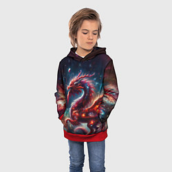 Толстовка-худи детская Красный космический дракон, цвет: 3D-красный — фото 2