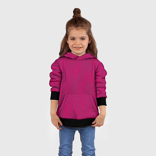 Детская толстовка Насыщенный тёмно-розовый в полоску / 3D-Черный – фото 4