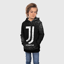 Толстовка-худи детская Juventus с потертостями на темном фоне, цвет: 3D-черный — фото 2