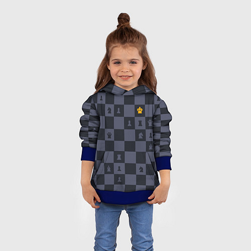 Детская толстовка Синяя шахматная доска / 3D-Синий – фото 4