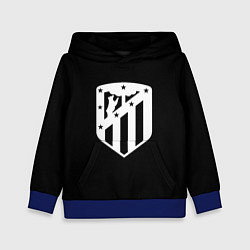 Толстовка-худи детская Атлетико Мадрид белое лого фк, цвет: 3D-синий