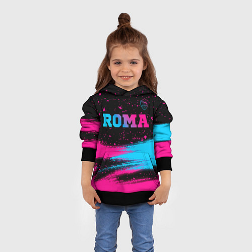 Детская толстовка Roma - neon gradient посередине / 3D-Черный – фото 4