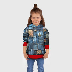 Толстовка-худи детская Значок архитектора на джинсах, цвет: 3D-красный — фото 2