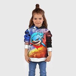 Толстовка-худи детская Акула по курсу, цвет: 3D-белый — фото 2