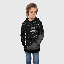 Толстовка-худи детская Arsenal sport на темном фоне вертикально, цвет: 3D-черный — фото 2