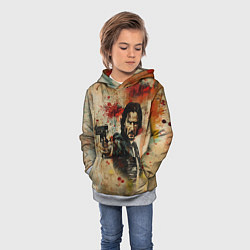 Толстовка-худи детская Джон Уик с пистолетом в стиле гранж, цвет: 3D-меланж — фото 2