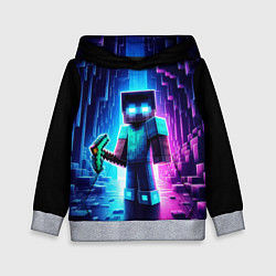 Детская толстовка Minecraft - neon character ai art