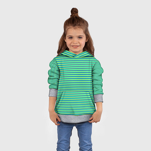 Детская толстовка Зелёный в синюю полоску / 3D-Меланж – фото 4