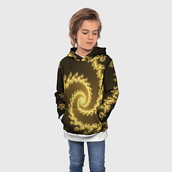 Толстовка-худи детская Желтая спираль фракталов, цвет: 3D-белый — фото 2