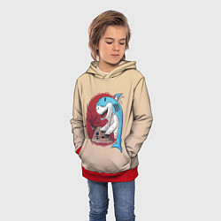 Толстовка-худи детская Sushi shark, цвет: 3D-красный — фото 2