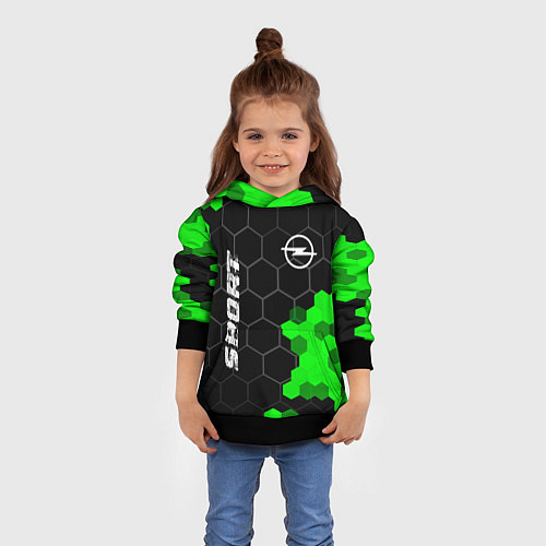Детская толстовка Opel green sport hexagon / 3D-Черный – фото 4