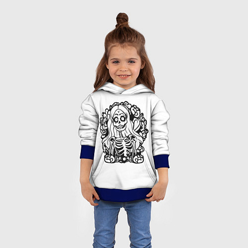 Детская толстовка Skull blonde girl / 3D-Синий – фото 4