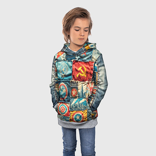 Детская толстовка Пэчворк джинсы в СССР / 3D-Меланж – фото 3
