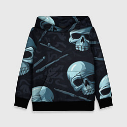 Толстовка-худи детская Черепа и ножи, цвет: 3D-черный