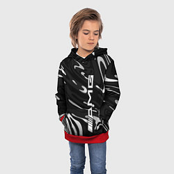 Толстовка-худи детская Мерседес АМГ - белые волны, цвет: 3D-красный — фото 2