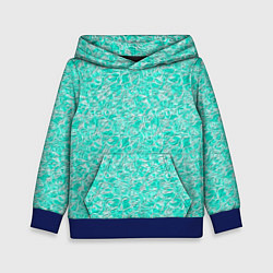 Толстовка-худи детская Абстрактный бирюзово-белый фон, цвет: 3D-синий