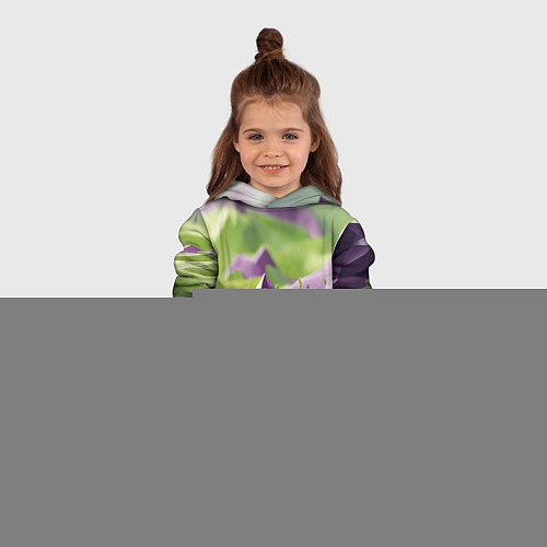 Детская толстовка Геометрический пейзаж фиолетовый и зеленый / 3D-Белый – фото 4