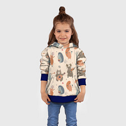Толстовка-худи детская Животные с инструментами, цвет: 3D-синий — фото 2