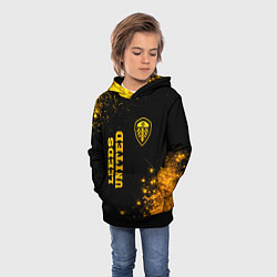 Толстовка-худи детская Leeds United - gold gradient вертикально, цвет: 3D-черный — фото 2