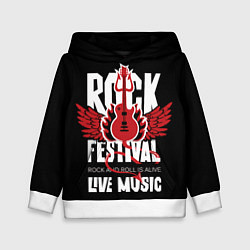 Толстовка-худи детская Rock festival - live music, цвет: 3D-белый