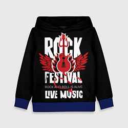 Толстовка-худи детская Rock festival - live music, цвет: 3D-синий