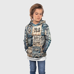 Толстовка-худи детская Пэчворк Tokyo and US, цвет: 3D-белый — фото 2