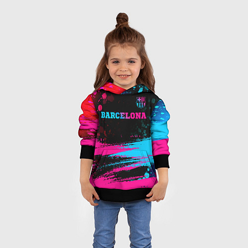 Детская толстовка Barcelona - neon gradient посередине / 3D-Черный – фото 4