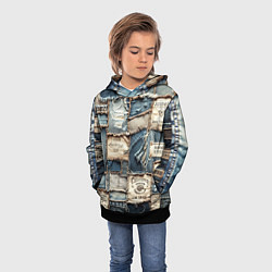 Толстовка-худи детская State California - пэчворк, цвет: 3D-черный — фото 2