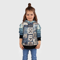 Толстовка-худи детская Пэчворк джинсы из Лондона, цвет: 3D-черный — фото 2