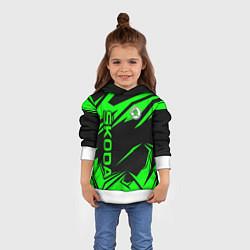 Толстовка-худи детская Skoda - green uniform, цвет: 3D-белый — фото 2