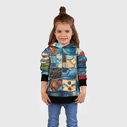 Толстовка-худи детская Vanguard denim patchwork - ai art, цвет: 3D-черный — фото 2