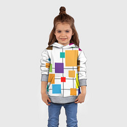 Толстовка-худи детская Разноцветные квадраты паттерны, цвет: 3D-меланж — фото 2