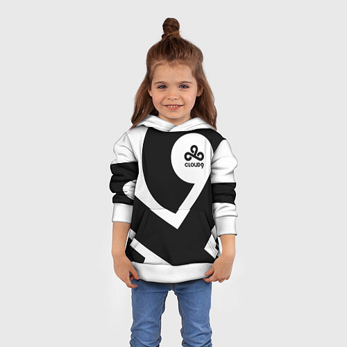 Детская толстовка Cloud9 - black and white / 3D-Белый – фото 4