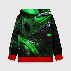 Толстовка-худи детская Green dark abstract geometry style, цвет: 3D-красный