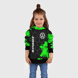 Толстовка-худи детская Volkswagen green sport hexagon, цвет: 3D-черный — фото 2