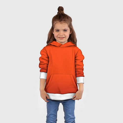 Детская толстовка Пылкий красно-оранжевый градиент / 3D-Белый – фото 4
