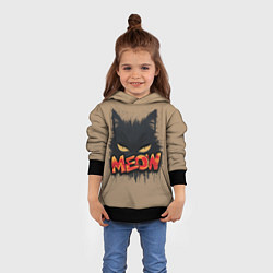 Толстовка-худи детская Силуэт кошки мяу, цвет: 3D-черный — фото 2
