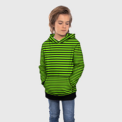 Толстовка-худи детская Кислотный зелёный в чёрную полоску, цвет: 3D-черный — фото 2