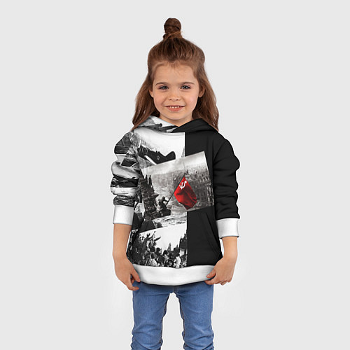 Детская толстовка День победы 9 мая коллаж из фронтовых моментов / 3D-Белый – фото 4