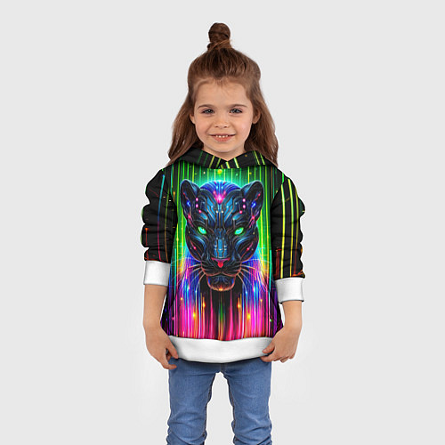 Детская толстовка Неоновая цифровая пантера / 3D-Белый – фото 4