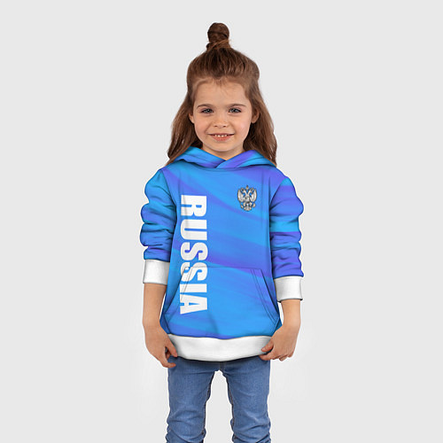 Детская толстовка Россия - синие волны / 3D-Белый – фото 4