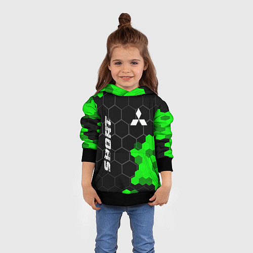 Детская толстовка Mitsubishi green sport hexagon / 3D-Черный – фото 4