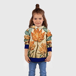 Толстовка-худи детская Мозаика осенняя листва в теплых тонах, цвет: 3D-синий — фото 2
