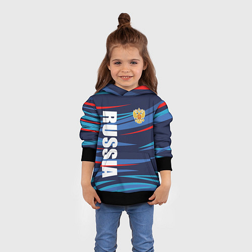 Детская толстовка Россия - blue stripes / 3D-Черный – фото 4