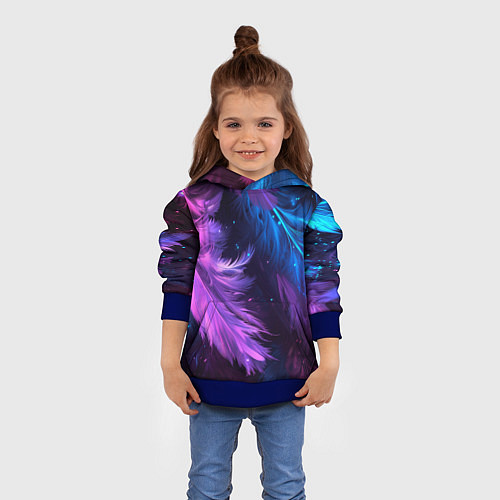 Детская толстовка Искрящиеся перья в розовых и голубых оттенках / 3D-Синий – фото 4